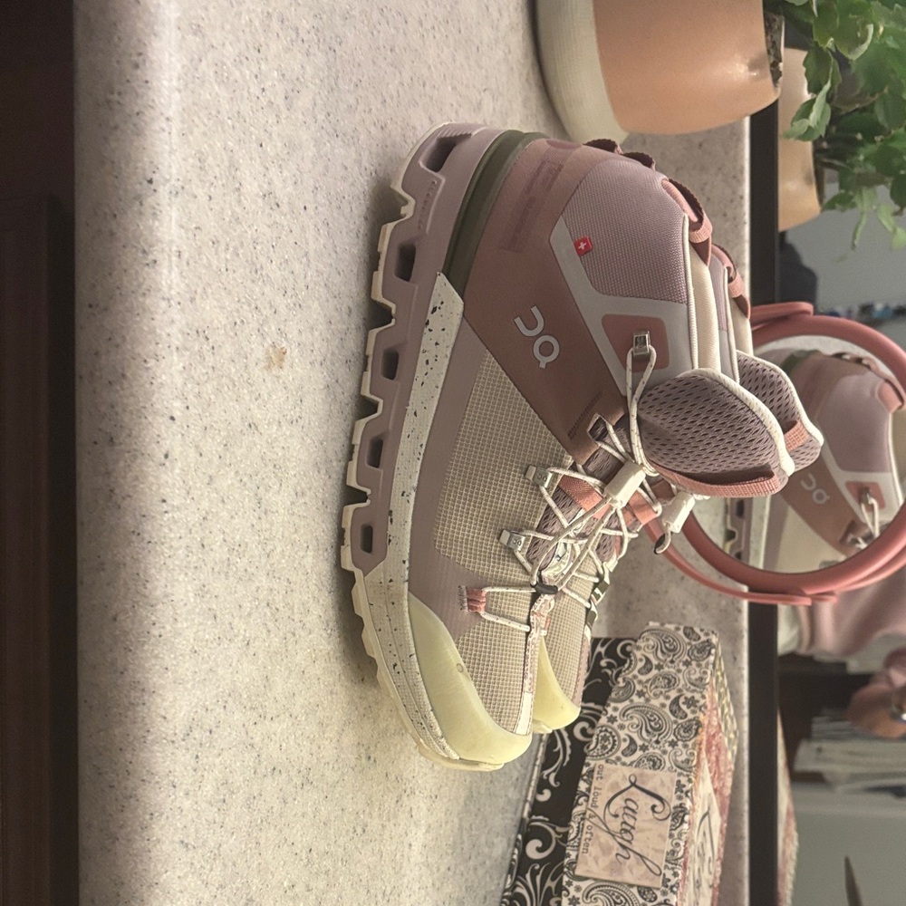 On Running women’s Cloudventure Trail Shoe - Pink and Cream